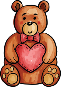 a bear cub with a heart