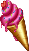 розовое мороженое в рожке