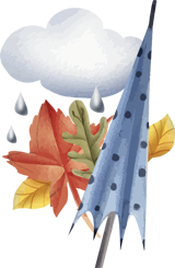 зонт, туча, листья