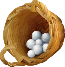 basket with snowballs