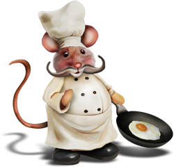 мышка со сковородкой
