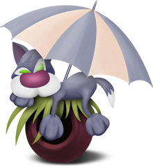 котик под зонтиком