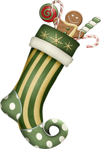 носок с подарками зеленый