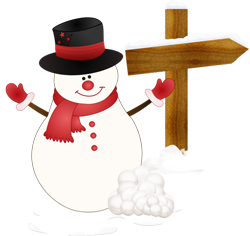 снеговик с указателем