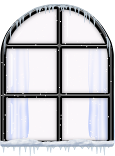 snow-covered window
